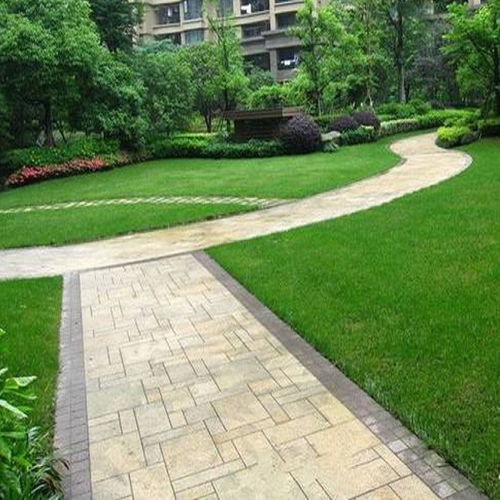 广东广州混凝土压花地坪 艺术压印模具与彩色压印地面的园林绿化施工之道